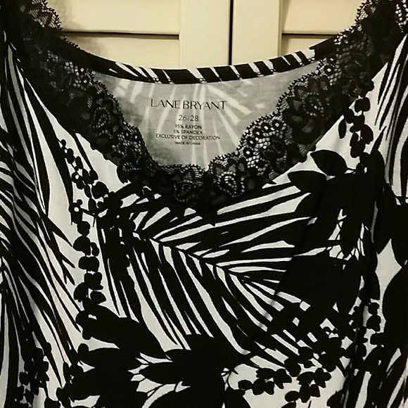 Lane Bryant Black & White Floral Tank - Picture 2 of 3